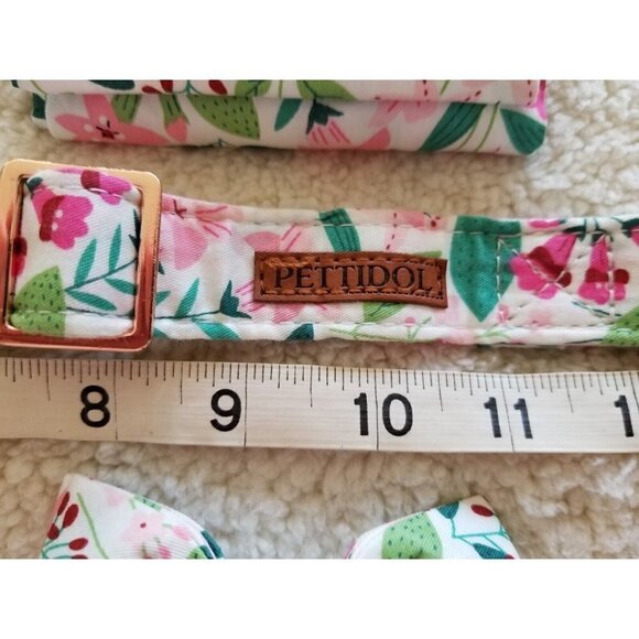 Pettidol Cute Floral Female Dog Collar W/Bandana & Bow Size (S) Neck 10.0"-15.9" - Picture 6 of 6
